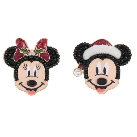 NEW Disney x BaubleBar Mickey & Minnie Mouse Christmas Holiday Earrings … - Picture 1 of 5